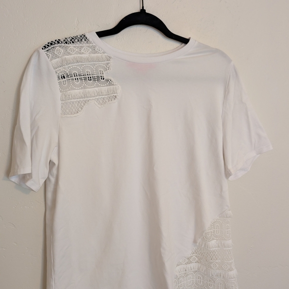 Catherine Malandrino Tops - White Lace Boho Romantic Cottagecore Minimalist Short Sleeve Top S